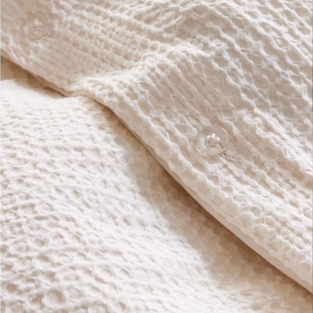 NWT Quince Luxe Honeycomb Duvet Cover Set Full/Queen undyed organic cotton - Picture 2 of 5
